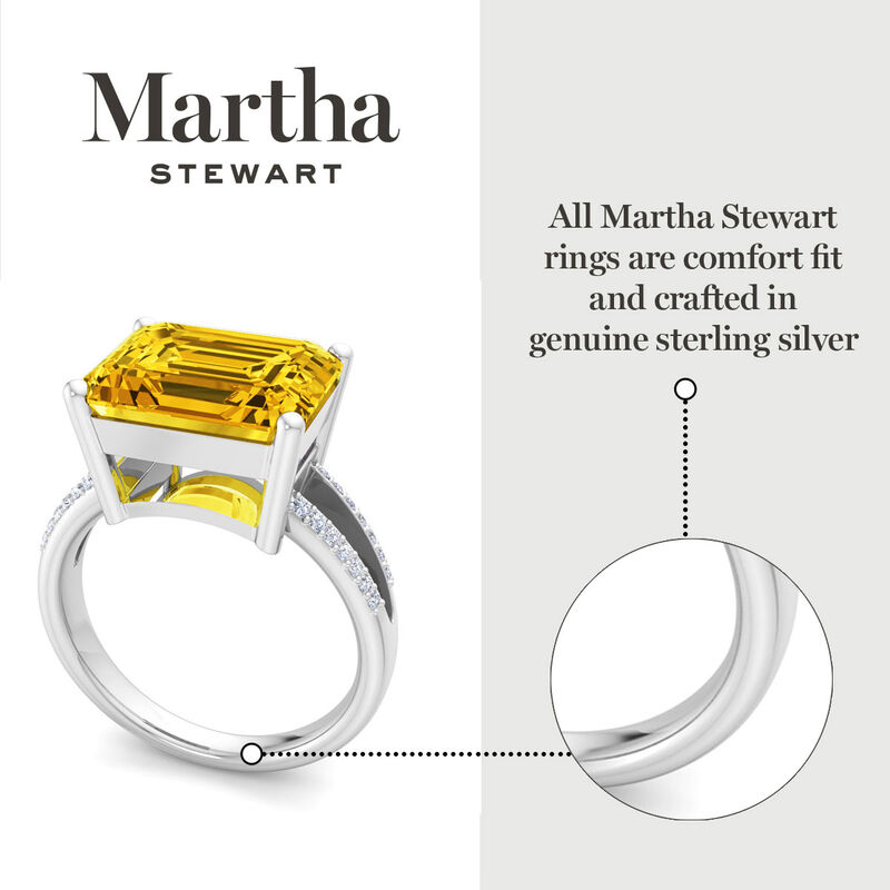 Martha Stewart 7 1/3ctw. Emerald Cut Pink Sapphire & Lab Grown Diamond Halo Ring In Sterling Silver image number null